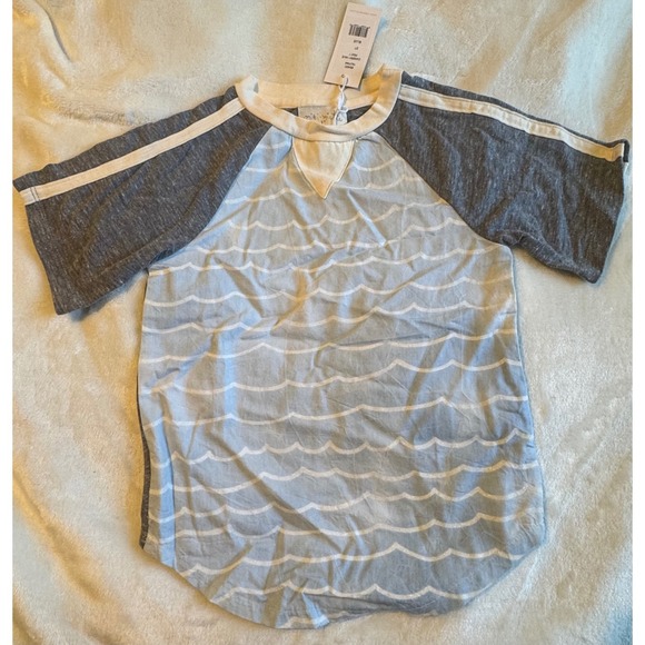 Miki Miette Other - Miki Miette Toddler Boy Raglan Wave Tee Light Blue Grey NWT 3T
